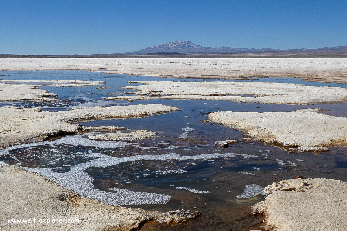 Wasserloch auf der Salzfläche