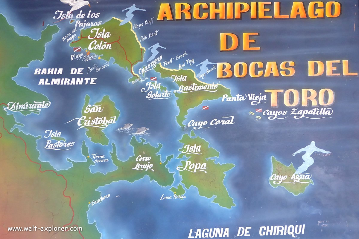 Karte Bocas del Toro Archipel