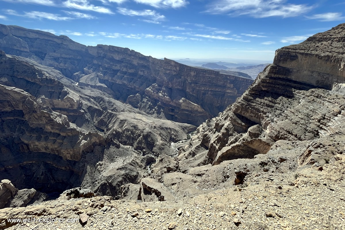 Panoramablick über das Wadi Ghul und Wadi Nakhar