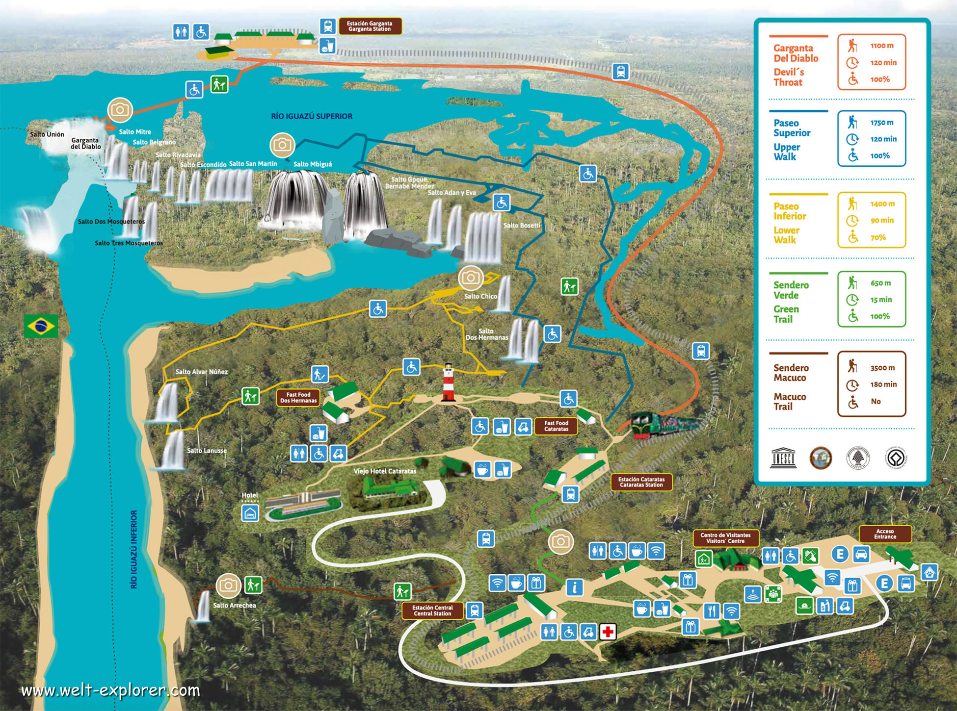 Karte Iguazu Wasserfälle in Argentinien