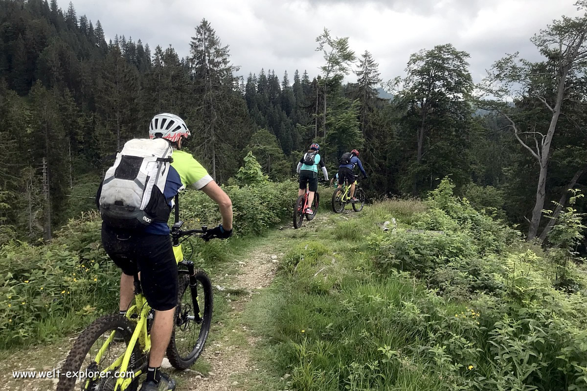 Mountainbiker auf einem Alpencross