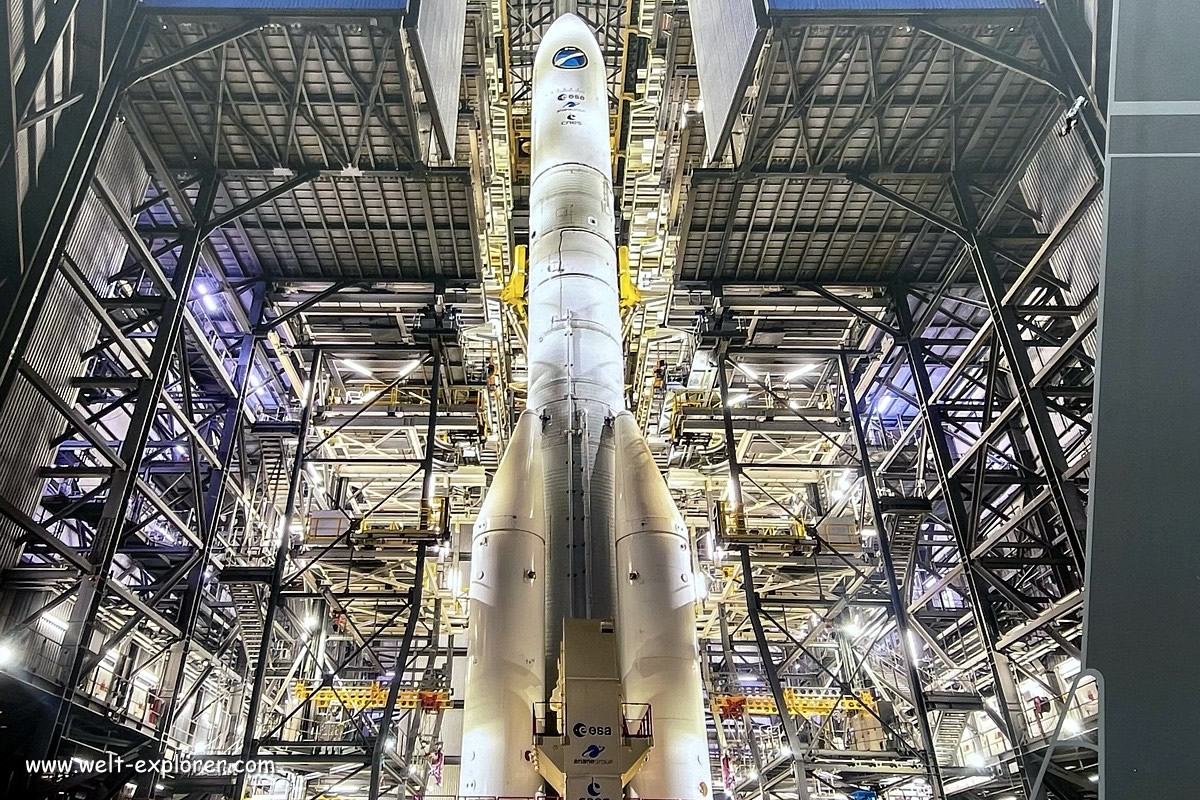 Ariane Rakete auf Startrampe in Kourou
