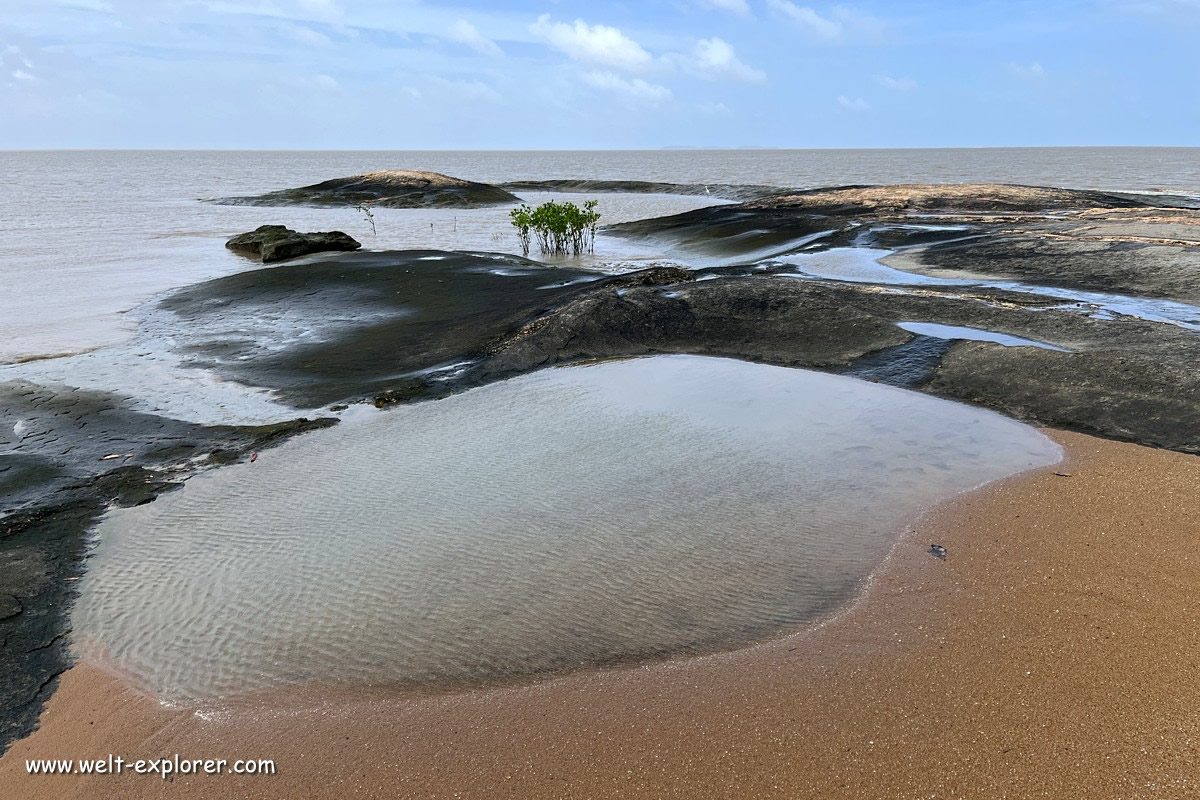 Strand an der Atlantikküste in Französisch-Guayana
