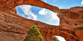 Arches Nationalpark und Wanderung auf Devils Garden Trail Arches Nationalpark Steinformationen Utah USA