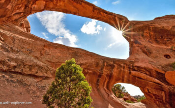 Arches Nationalpark und Wanderung auf Devils Garden Trail Arches Nationalpark Steinformationen Utah USA