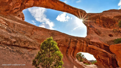Arches Nationalpark und Wanderung auf Devils Garden Trail Arches Nationalpark Steinformationen Utah USA