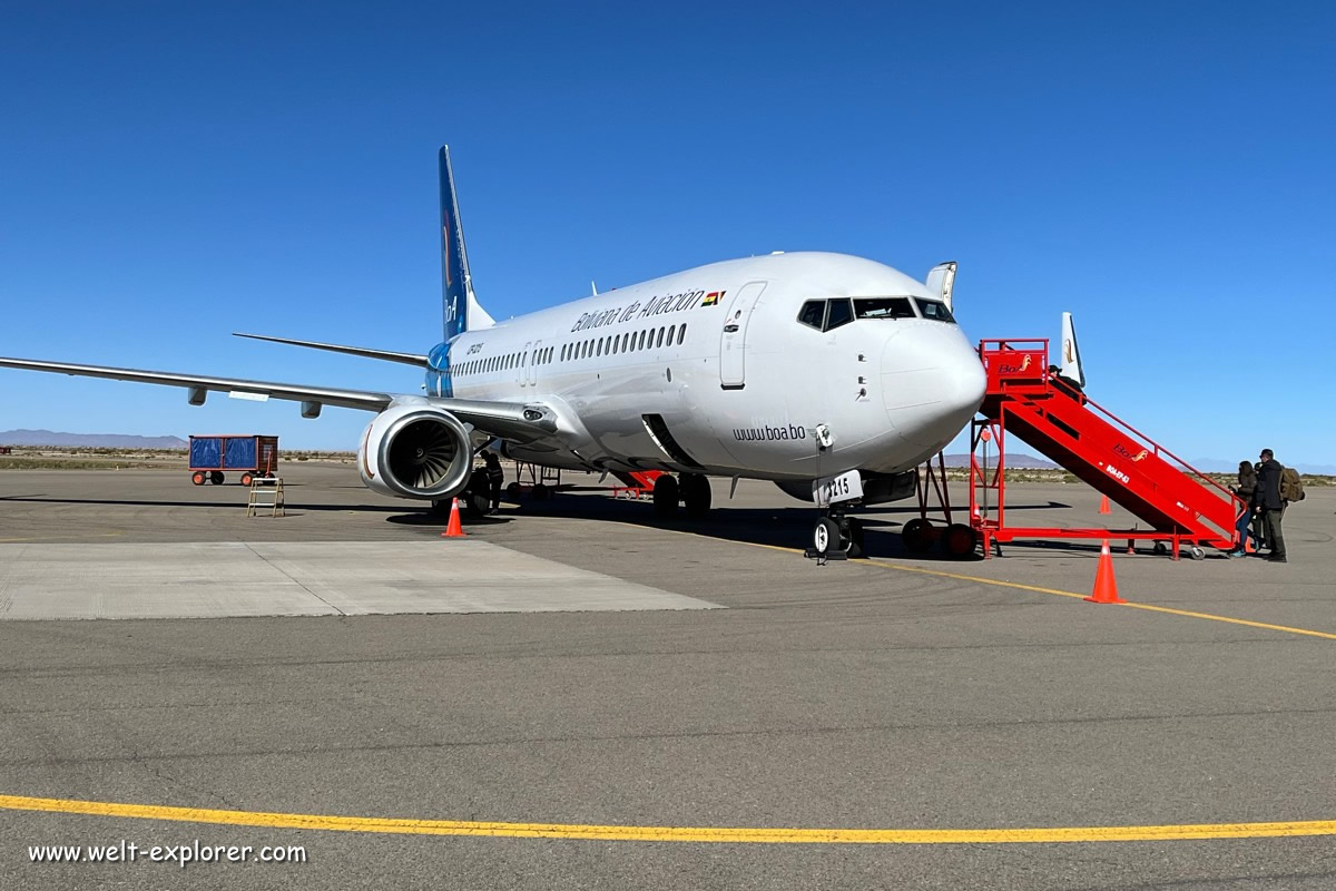 Fluggesellschaft Boliviano de Aviacion am Flughafen in Bolivien