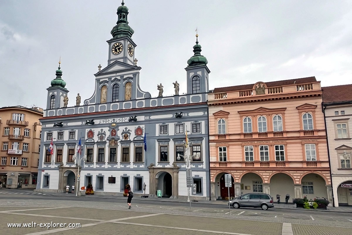 Rathaus von Budweis Hauptstadt von Südböhmen