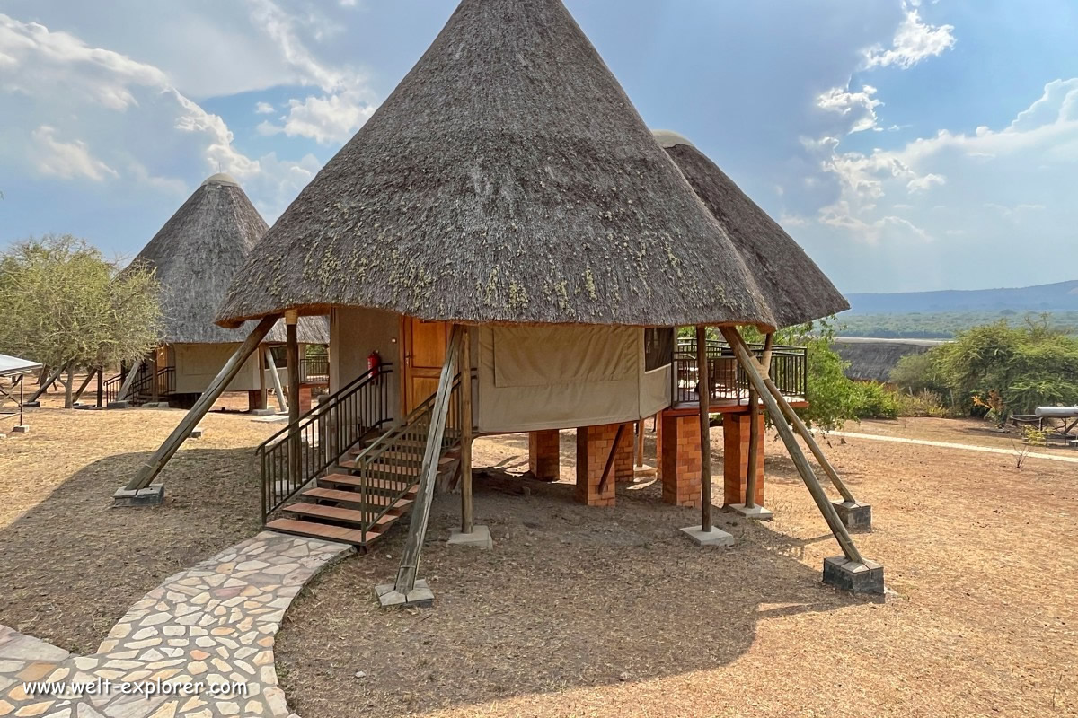 Bungalow der Kigambira Safari Lodge beim Lake Mburo in Uganda
